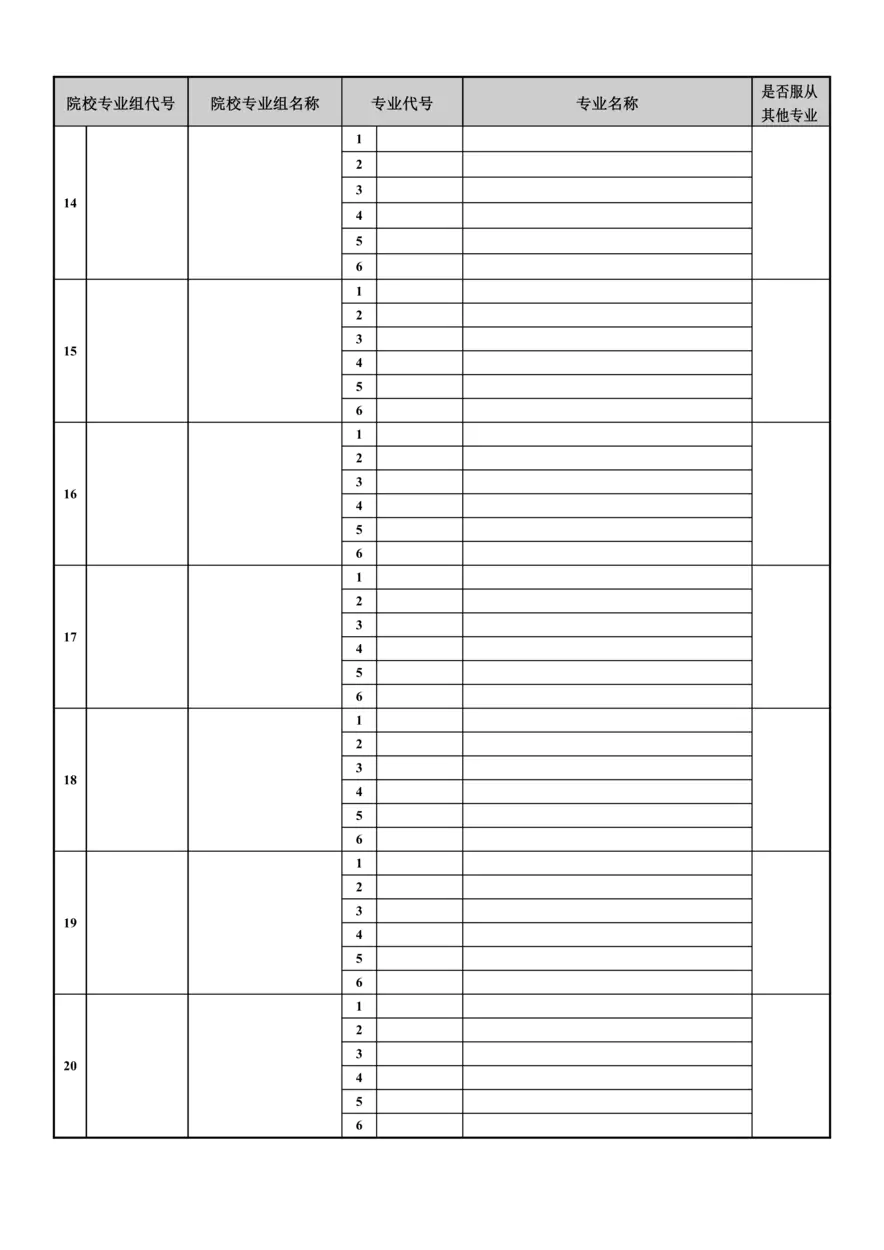 江苏省2022年普通高校招生考生志愿草表