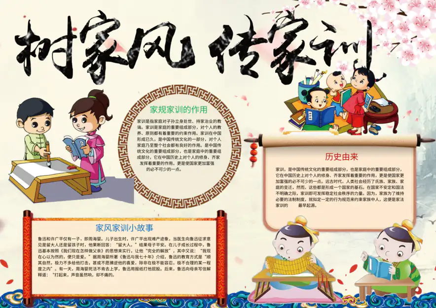 学校系列手抄报：家风家训-家风家训2